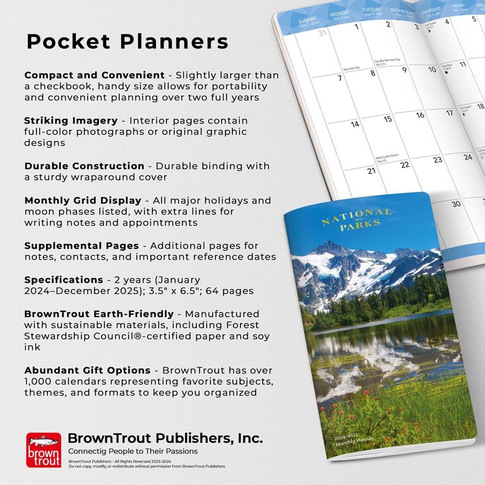 National Parks 2 Year Pocket 2024 Planner Fourth Alternate Image width=&quot;1000&quot; height=&quot;1000&quot;