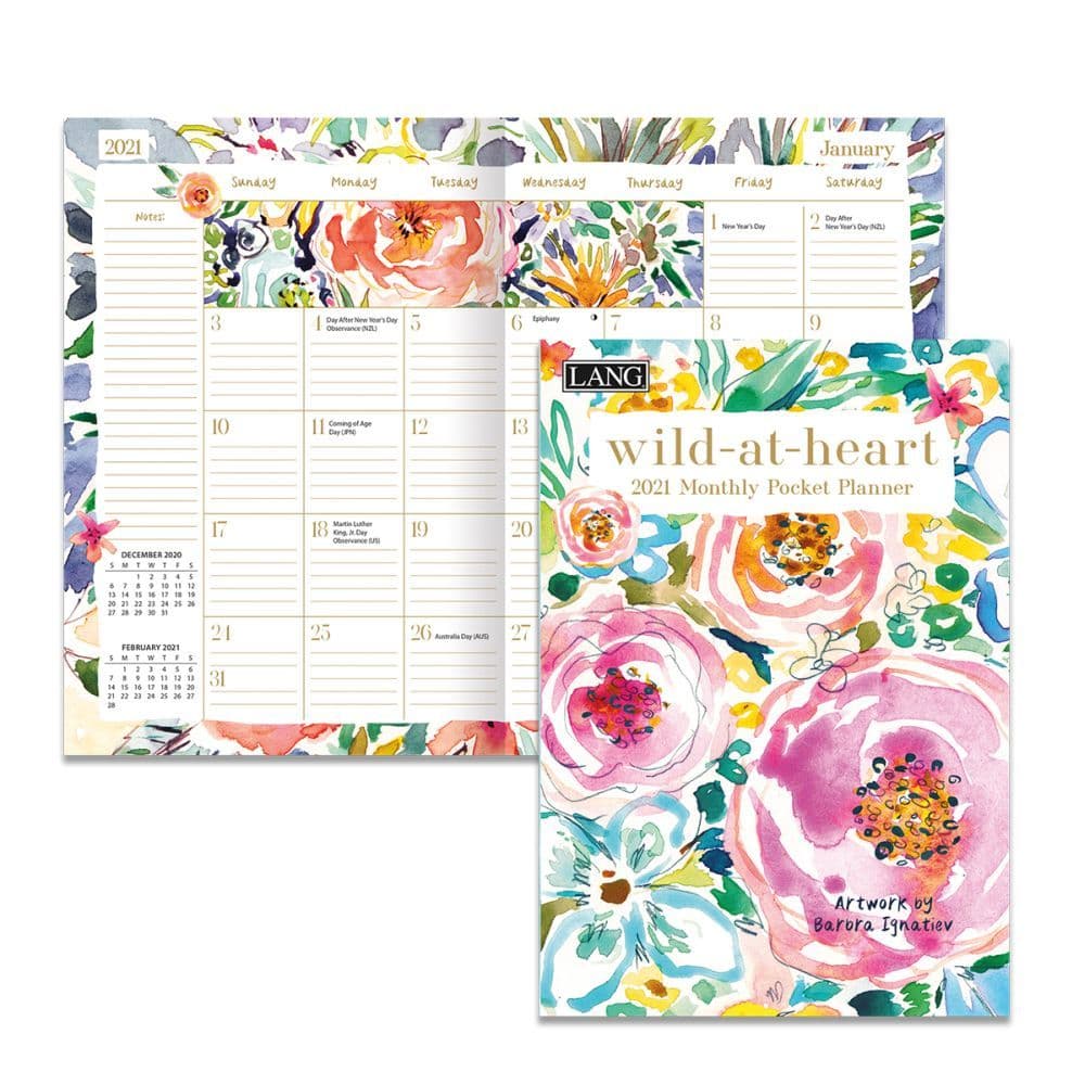 BRAND NEW WILD AT HEART 2021 POCKET PLANNER CALENDAR LANG ART 03188