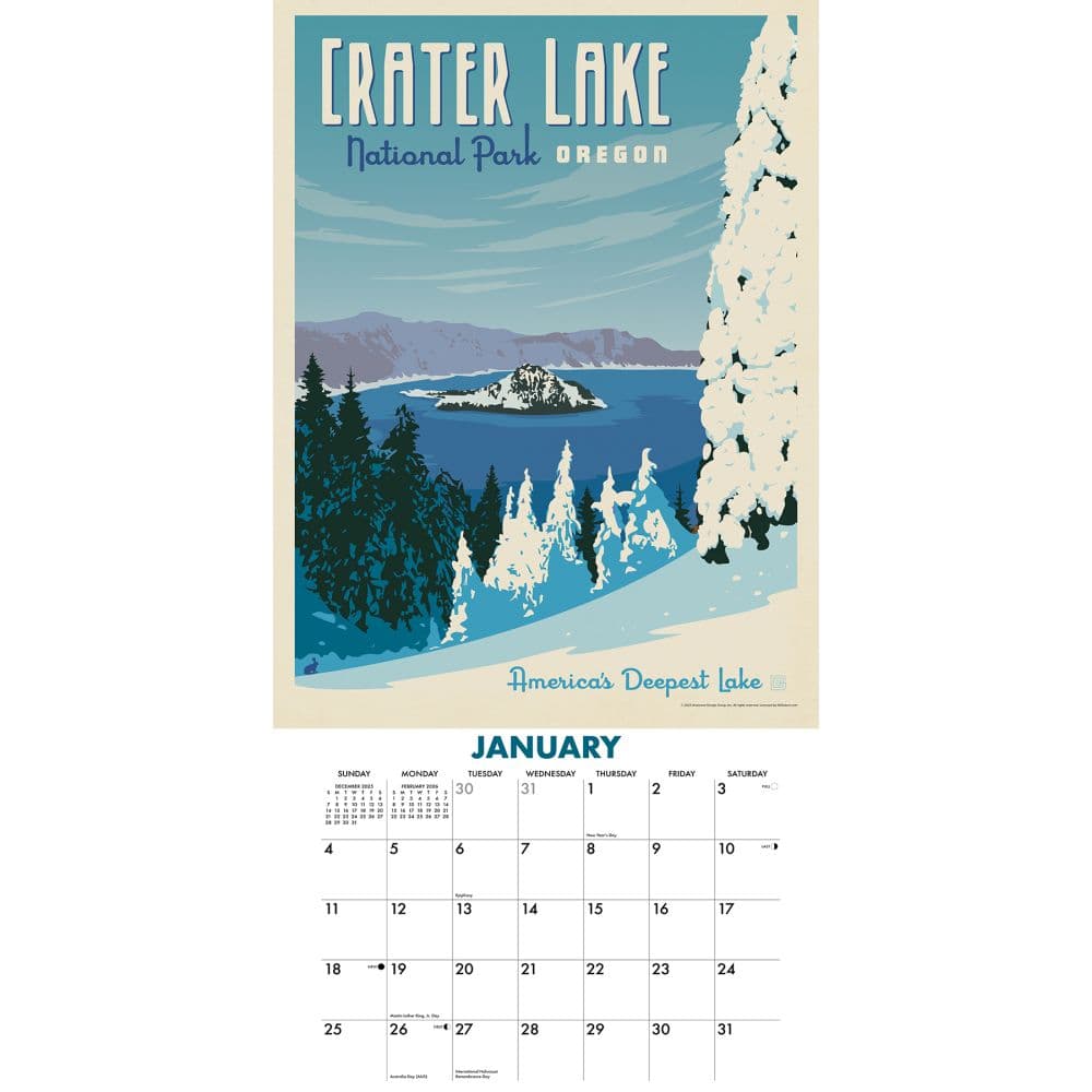 National Parks Classic Travel Posters Wall Calendar Second Alternate Image