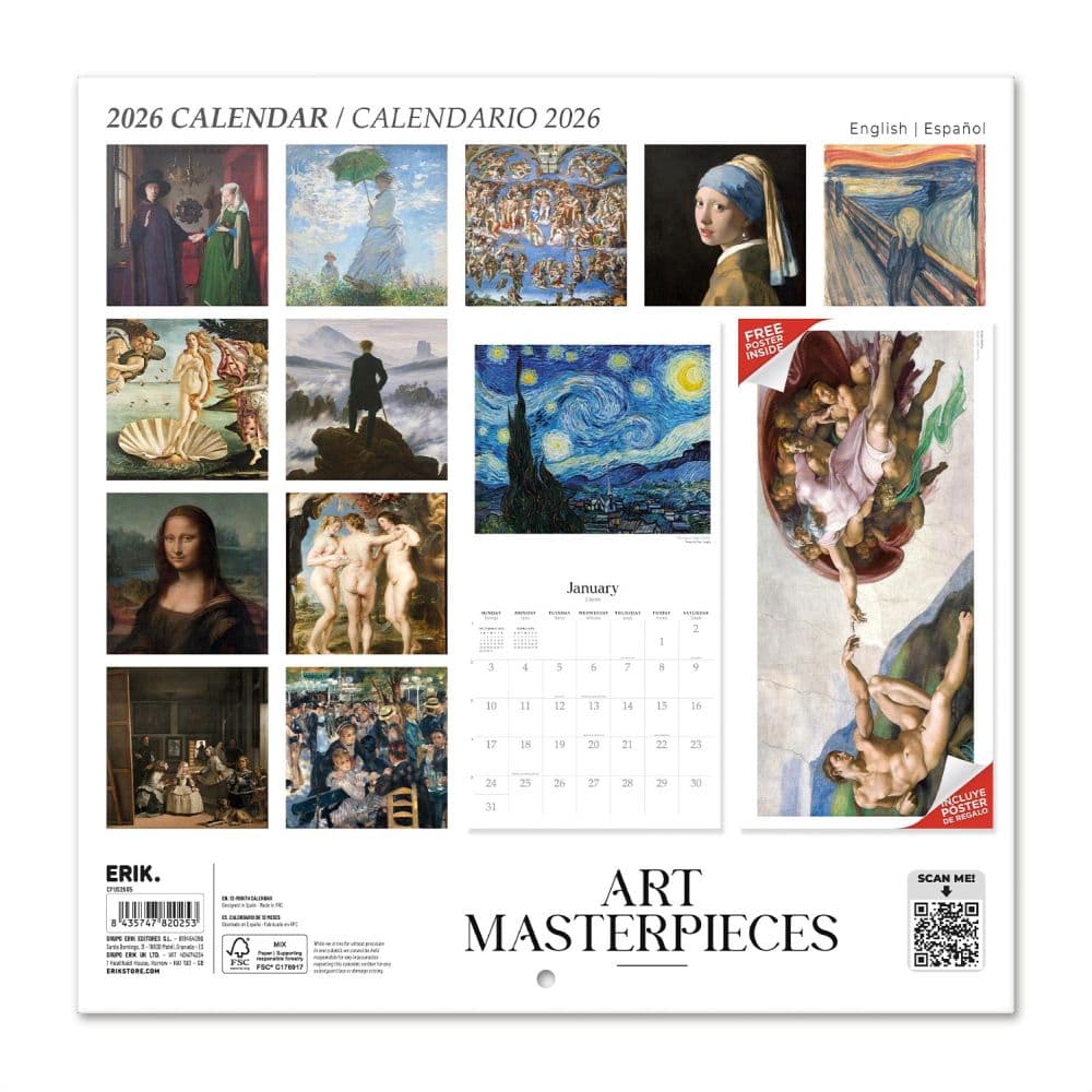 Masterpieces 2026 Wall Calendar First Alternate Image