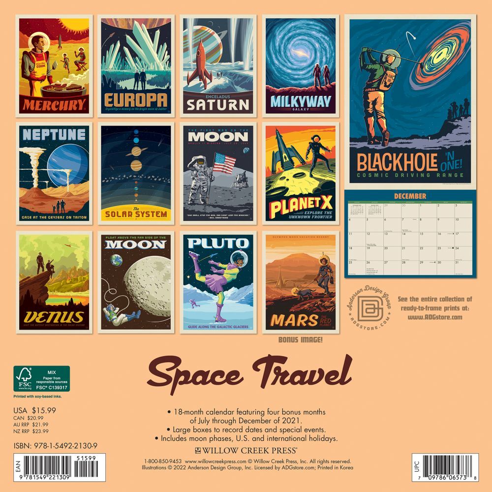 Space Calendar 2022 Space Travel 2022 Wall Calendar - Calendars.com