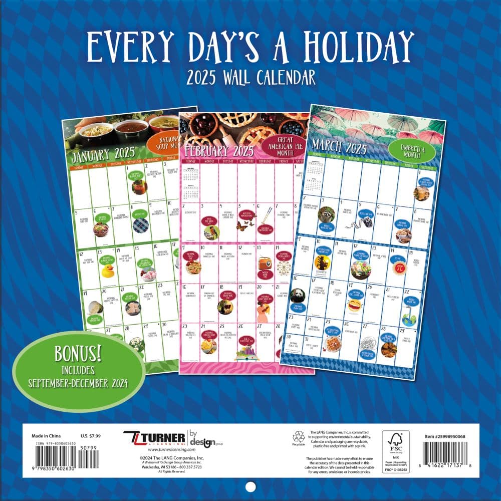 Every Days A Holiday Photo 2025 Mini Wall Calendar Alt1