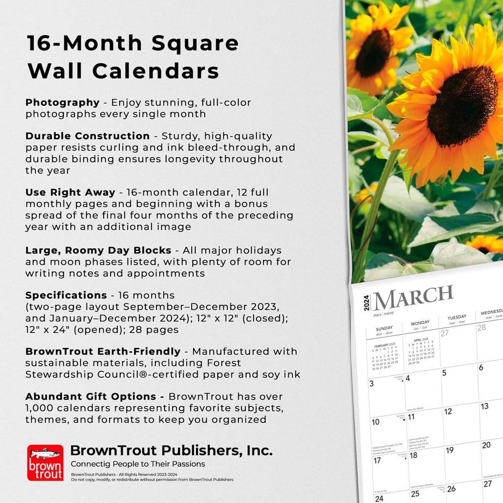 Sunflowers 2024 Wall Calendar ALT 4