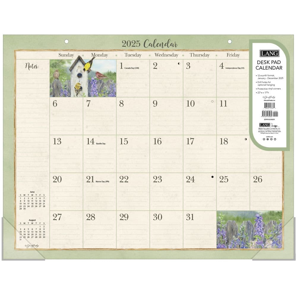 Birds in the Garden by Jane Shasky 2025 Desk Pad