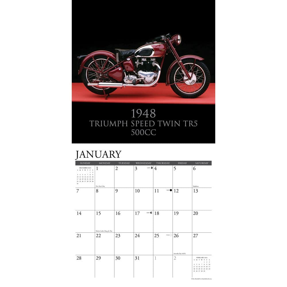 Motorcycles Classic 2024 Wall Calendar Alternate Image 2