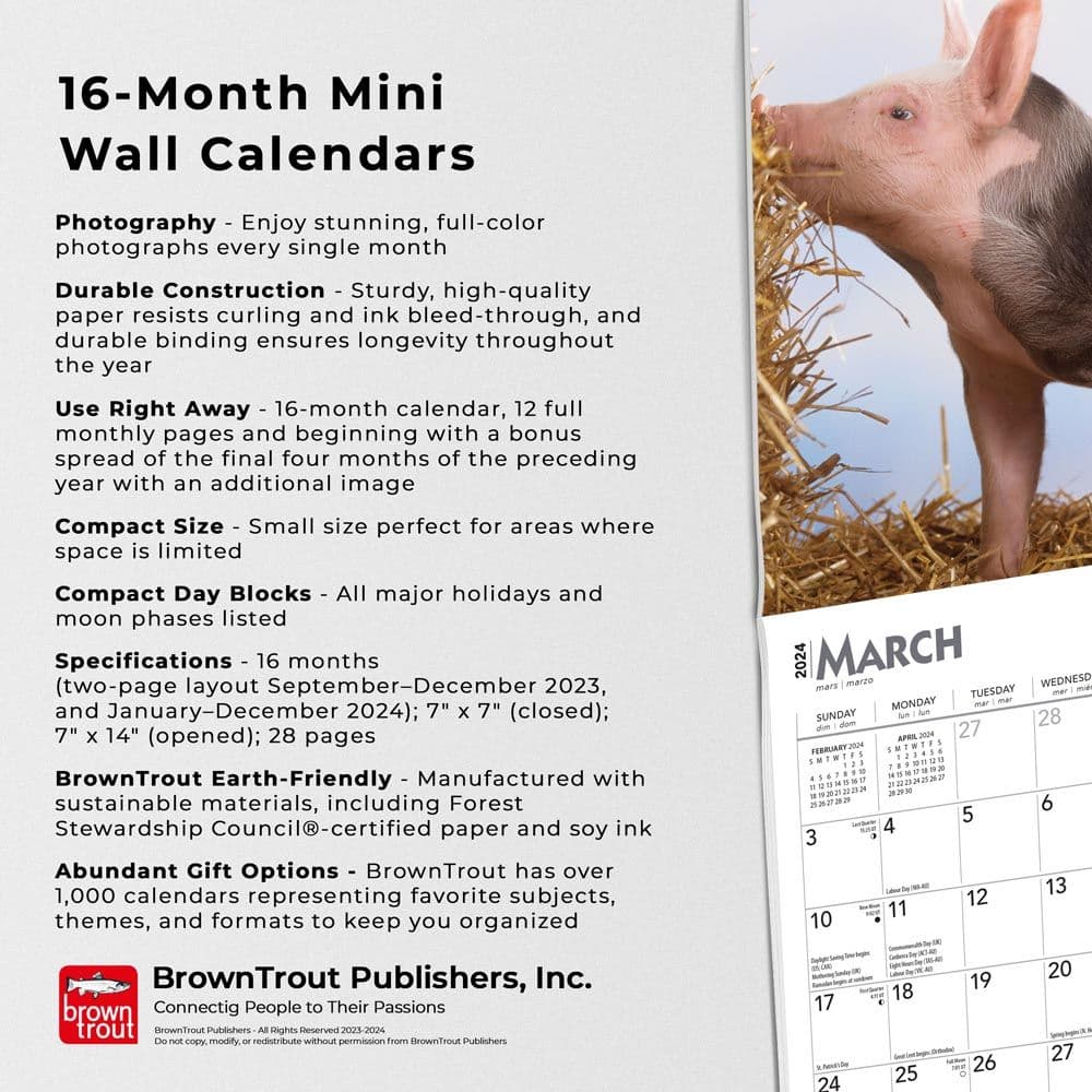 Piglets 2024 Mini Wall Calendar Fourth Alternate Image width=&quot;1000&quot; height=&quot;1000&quot;
