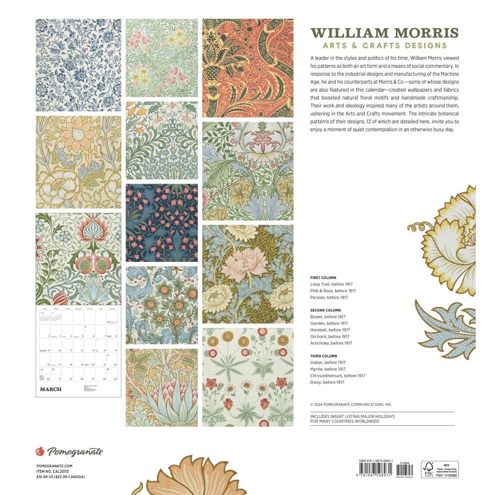 Morris Design 2025 Wall Calendar First Alternate Image width="1000" height="1000"