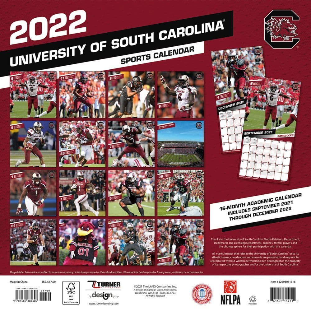 South Carolina Gamecocks 2022 Wall Calendar - Calendars.com