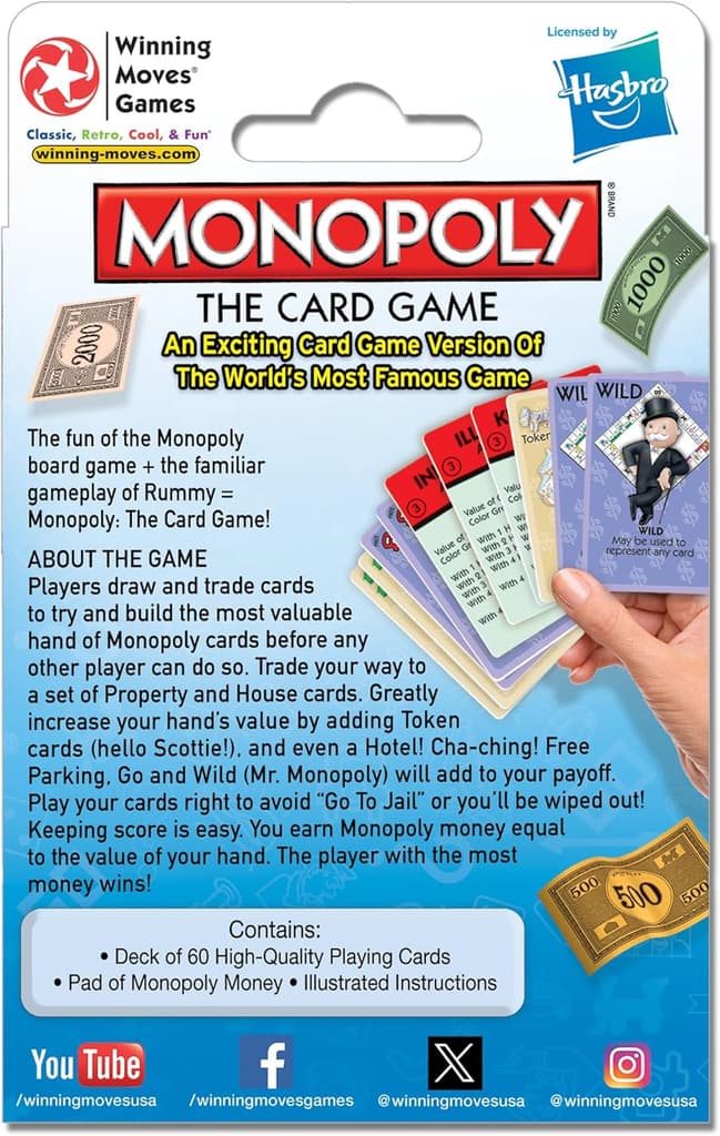 Monopoly The Card Game back of box