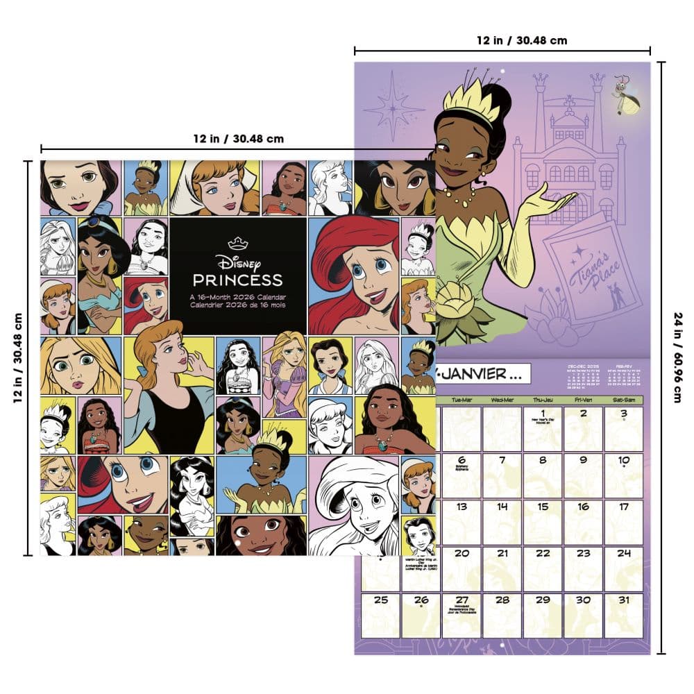 Disney Princess 2026 Wall Calendar French Sixth Alternate Image