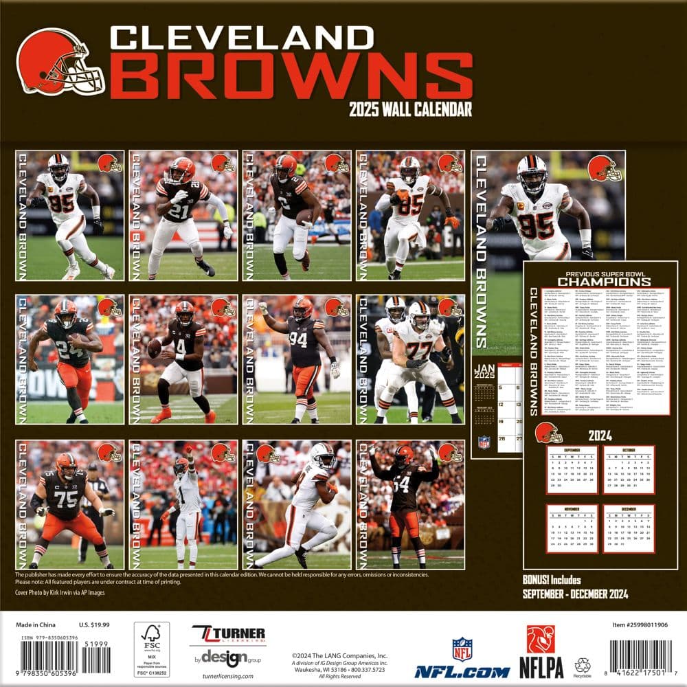 NFL Cleveland Browns 2025 Wall Calendar First Alternate Image width="1000" height="1000"