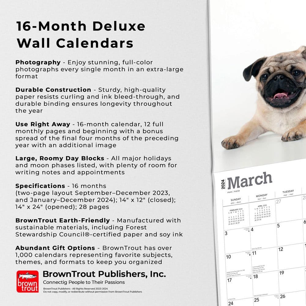 Pugs Deluxe 2024 Wall Calendar Fourth Alternate Image width=&quot;1000&quot; height=&quot;1000&quot;