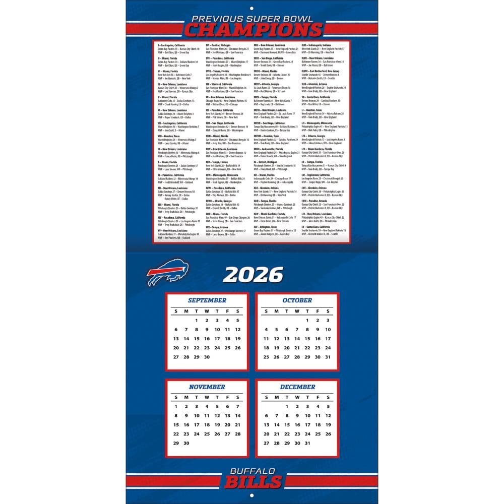 NFL Buffalo Bills 2027 Wall Calendar Second Alternate Image