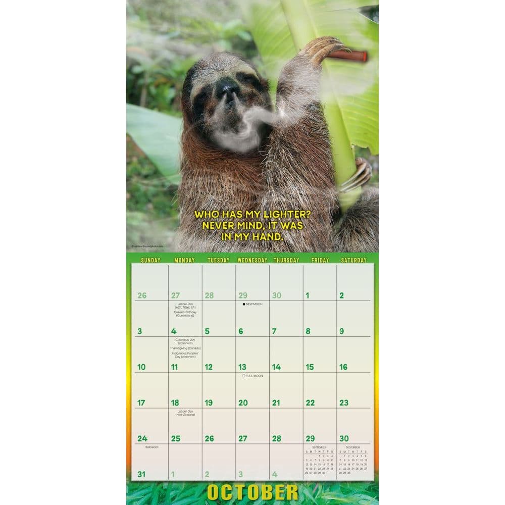 Stoner Sloths Wall Calendar