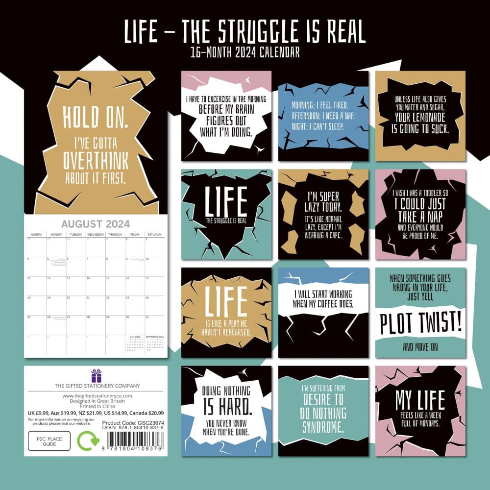 Life The Struggle is Real 2024 Wall Calendar - Calendars.com