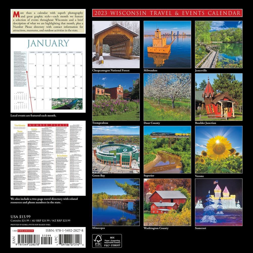 Wisconsin Calendar 2023 Wisconsin Travel & Events 2023 Wall Calendar - Calendars.com