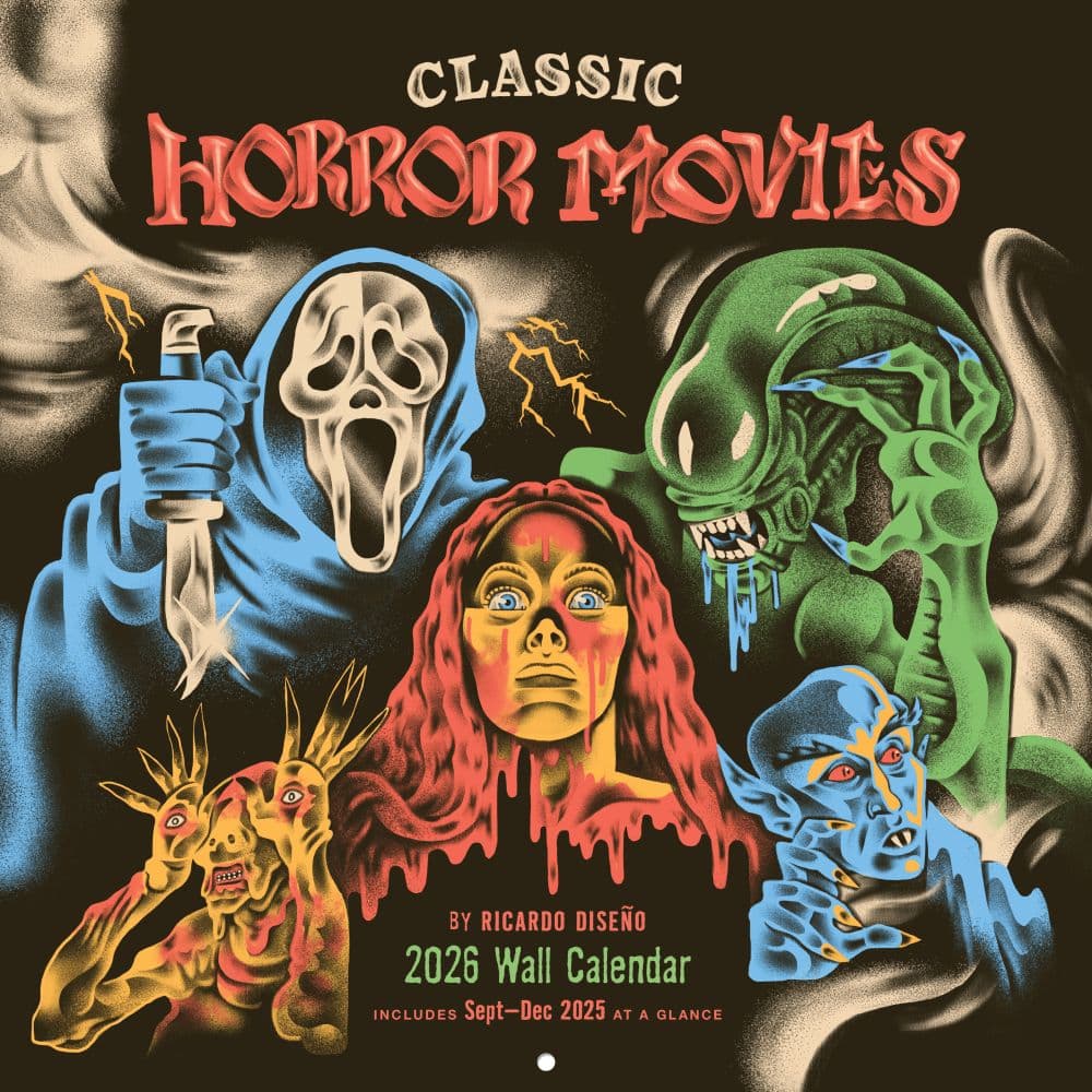 Classic Horror Movies 2026 Wall Calendar Main Product Image