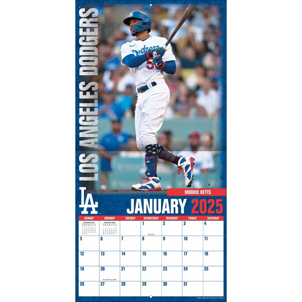 MLB Los Angeles Dodgers 2025 Wall Calendar January