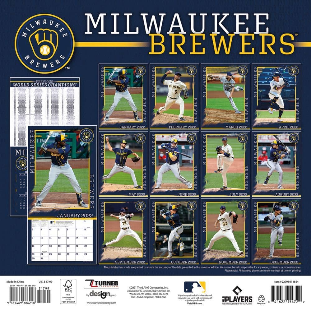 Mlb Milwaukee Brewers 2022 Wall Calendar Calendars Com