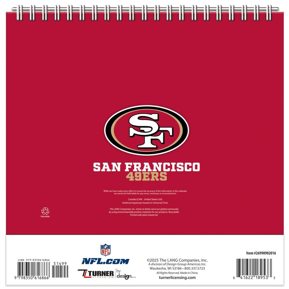 NFL San Francisco 49ers 2026 Easel Desk Calendar Second Alternate Image