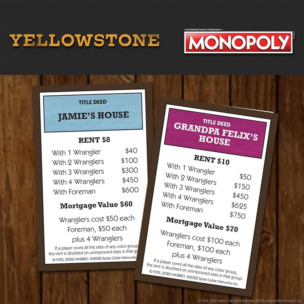 Monopoly Yellowstone Money