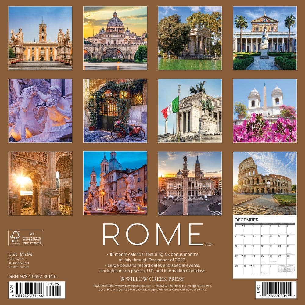 Rome 2024 Wall Calendar