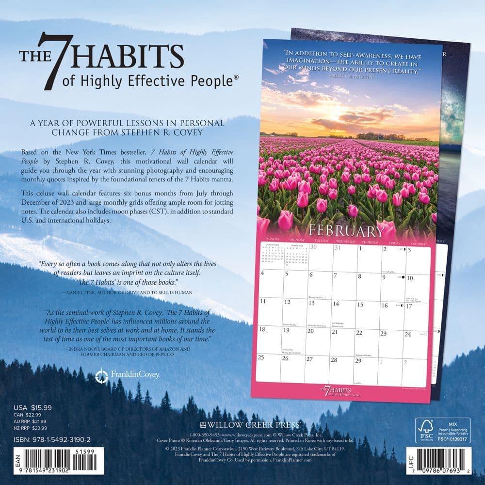 7 Habits Franklin Covey 2024 Wall Calendar