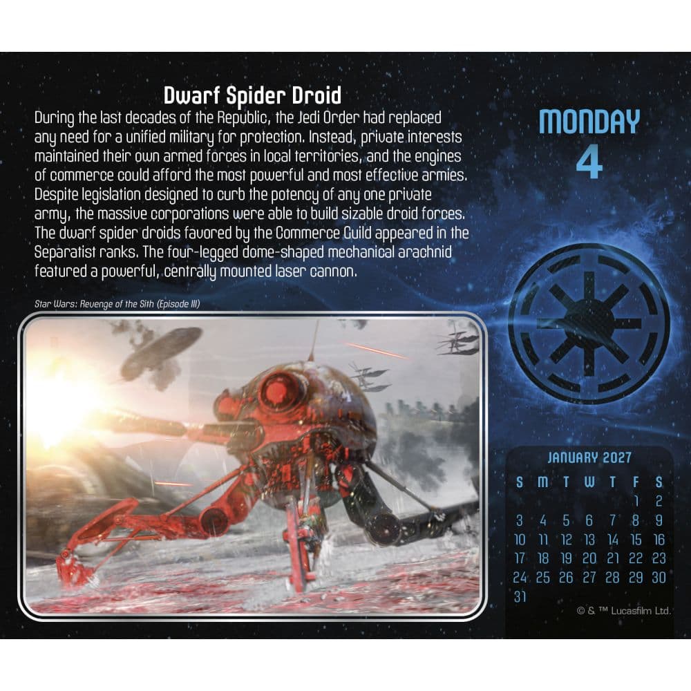 Star Wars 2027 Desk Calendar Fourth Alternate Image