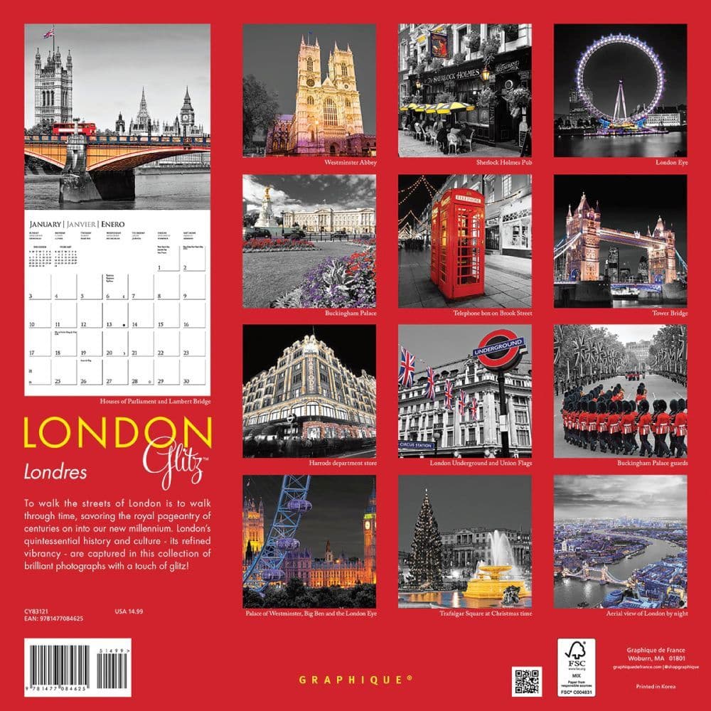 London Glitz Wall Calendar