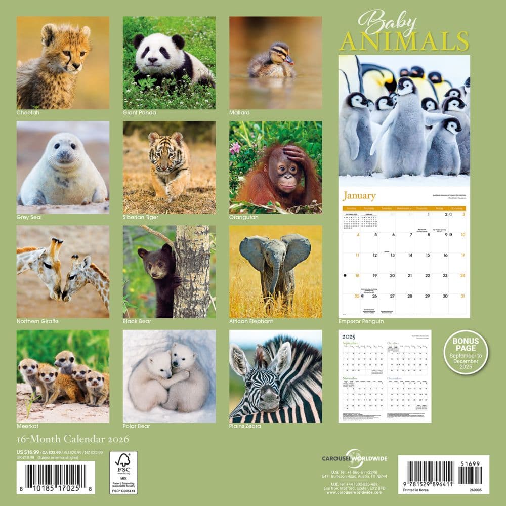 Baby Animals Special Value 2026 Wall Calendar First Alternate Image