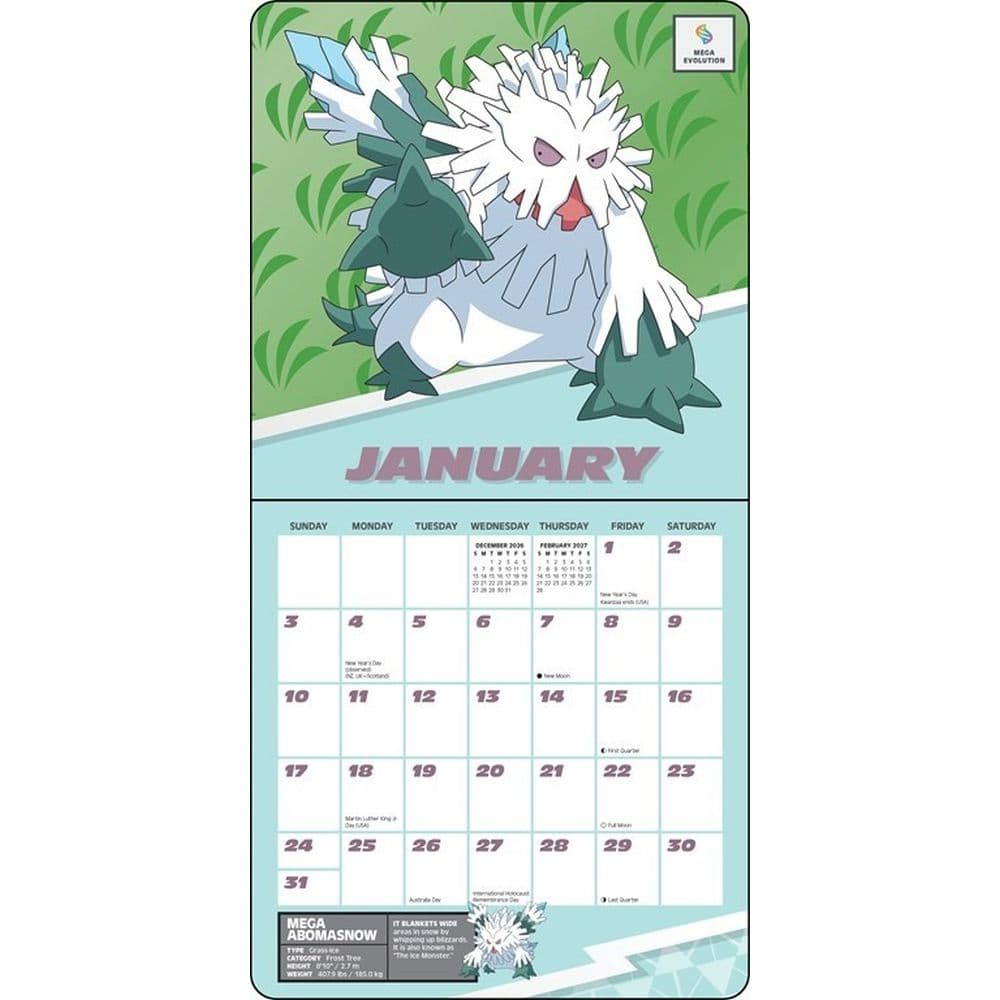 Pokemon 2027 Mini Wall Calendar Second Alternate Image