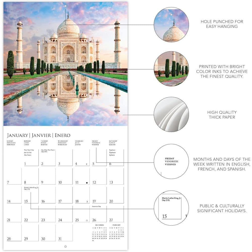 Wonders of the World 2024 Mini Wall Calendar Fourth Alternate Image width=&quot;1000&quot; height=&quot;1000&quot;