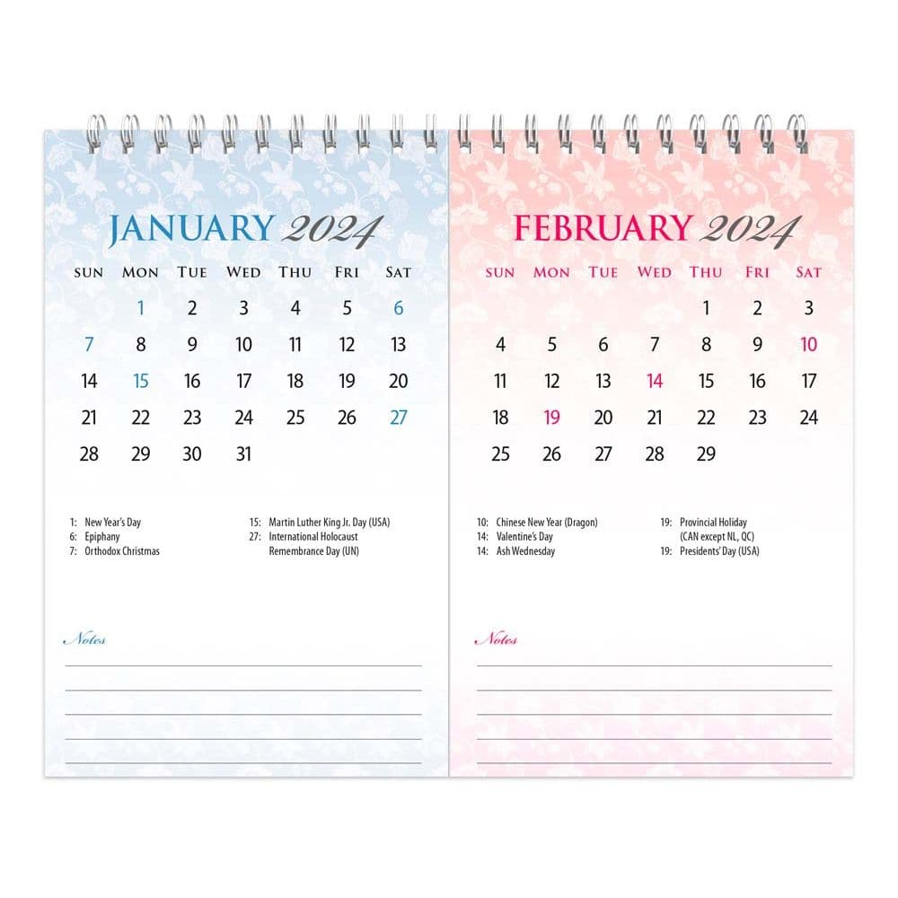 Patterned 2024 Easel Desk Calendar