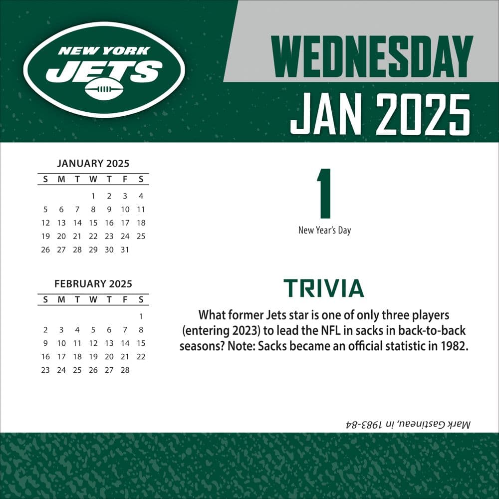 NFL New York Jets 2025 Desk Calendar First Alternate Image