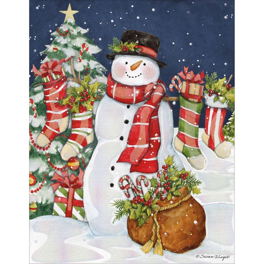 Santa and Snowman by Susan Winget Assorted Christmas Cards Alt2