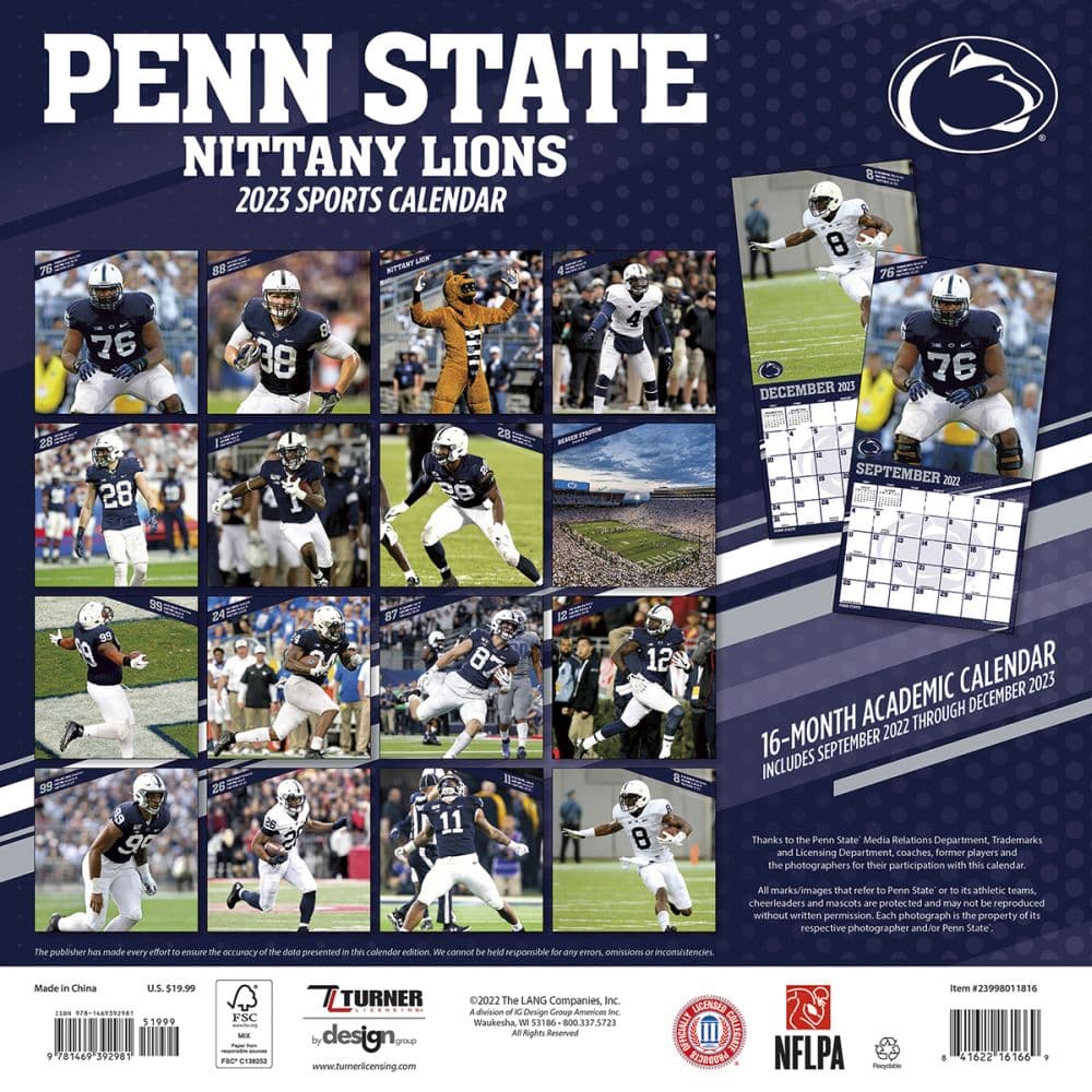 Penn State Nittany Lions 2023 Wall Calendar - Calendars.com