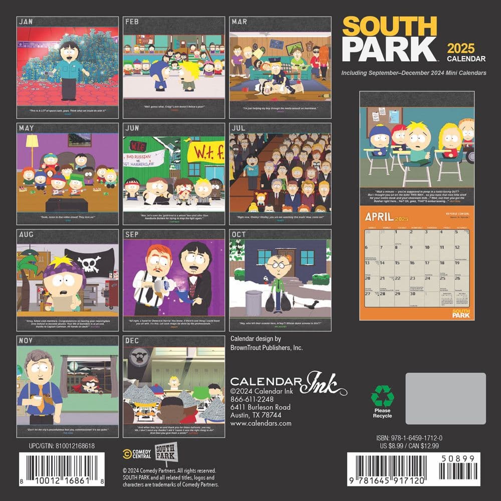 South Park 2025 Mini Wall Calendar First Alternate Image width=&quot;1000&quot; height=&quot;1000&quot;