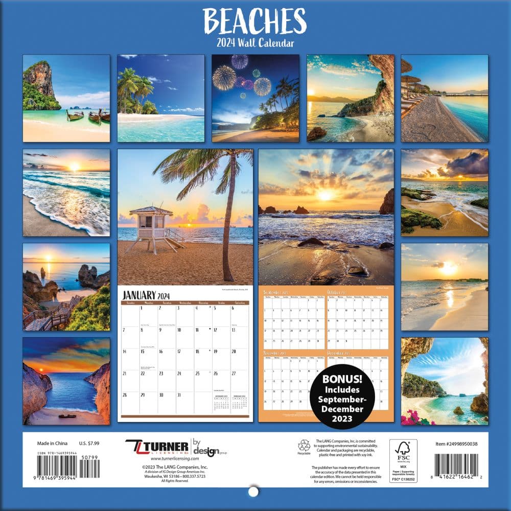 Beaches Photo 2024 Mini Wall Calendar