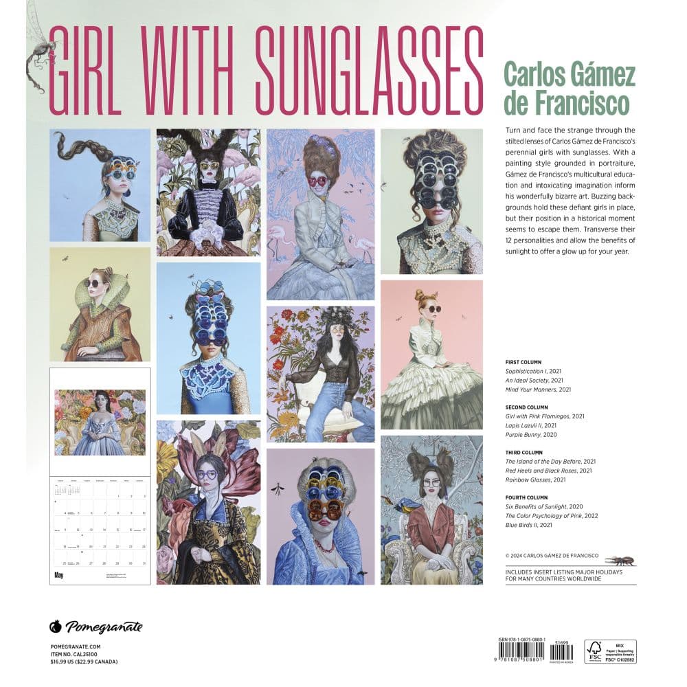 Girl with Sunglasses 2025 Wall Calendar First Alternate Image width=&quot;1000&quot; height=&quot;1000&quot;