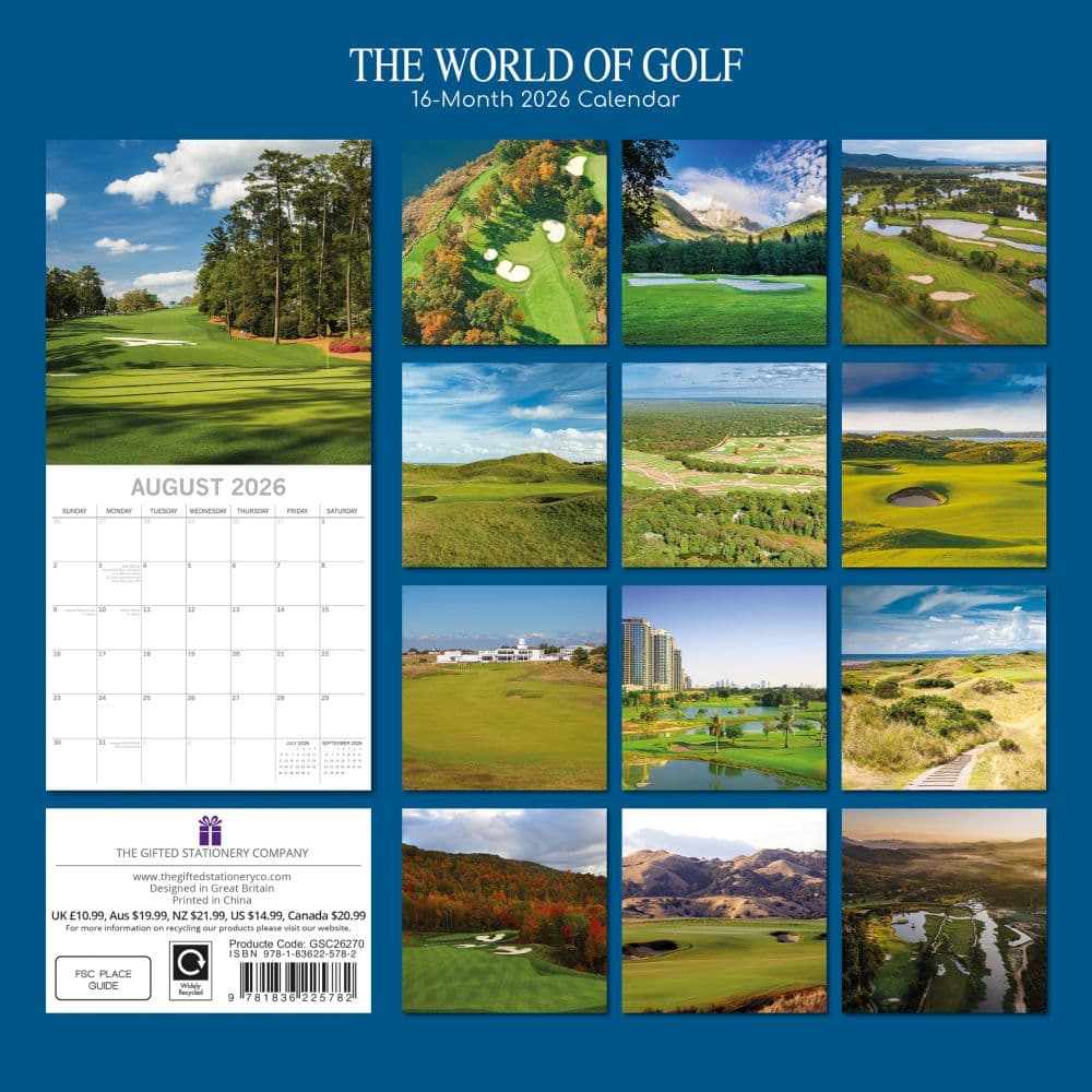 World of Golf 2026 Wall Calendar First Alternate Image