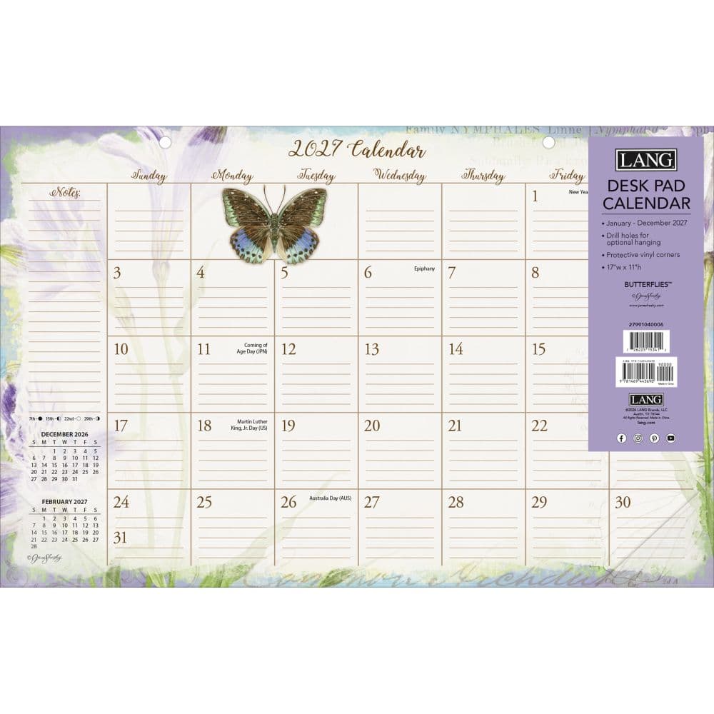 Butterflies 2027 Desk Pad Calendar Main Product Image