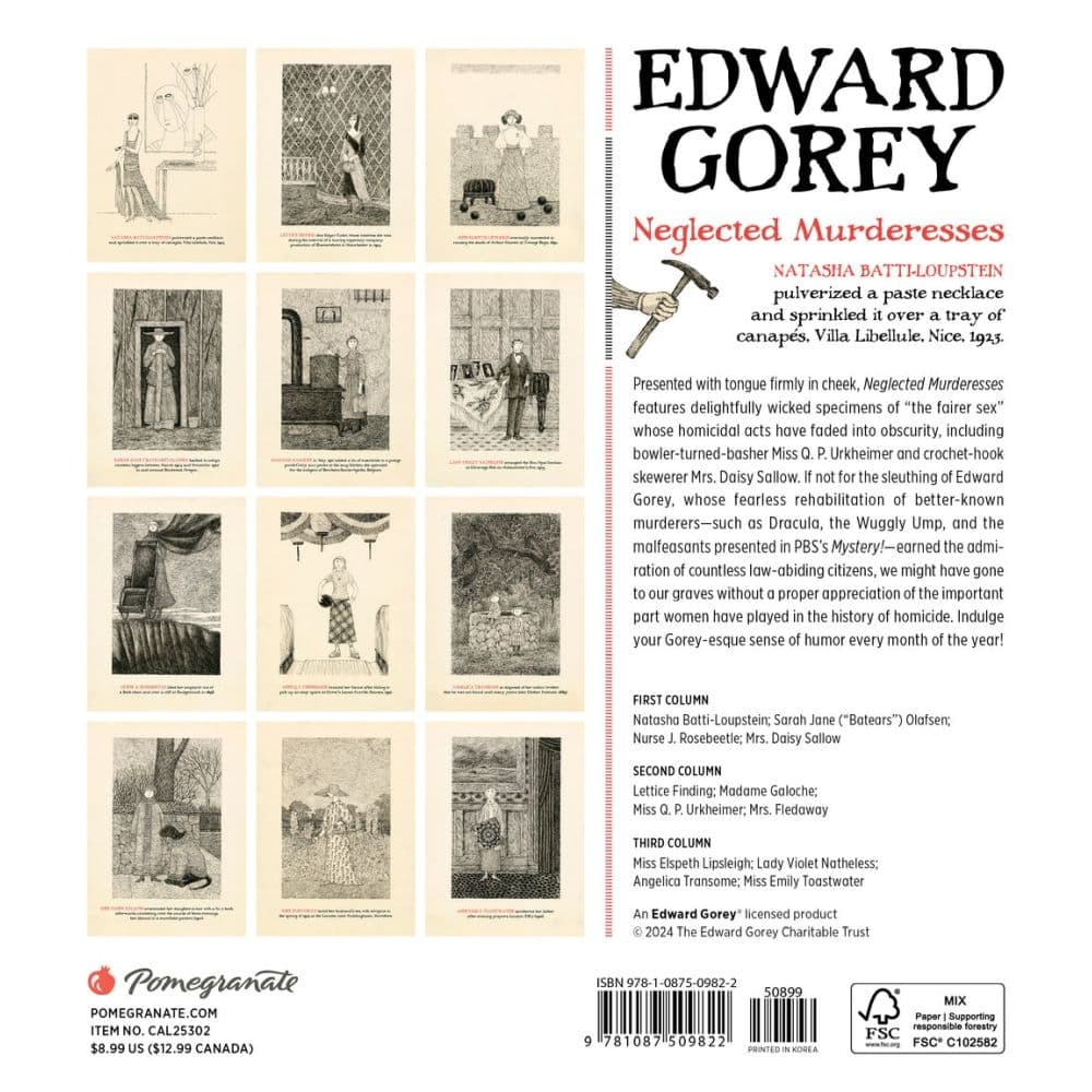 Edward Gorey 2025 Mini Wall Calendar Alt1