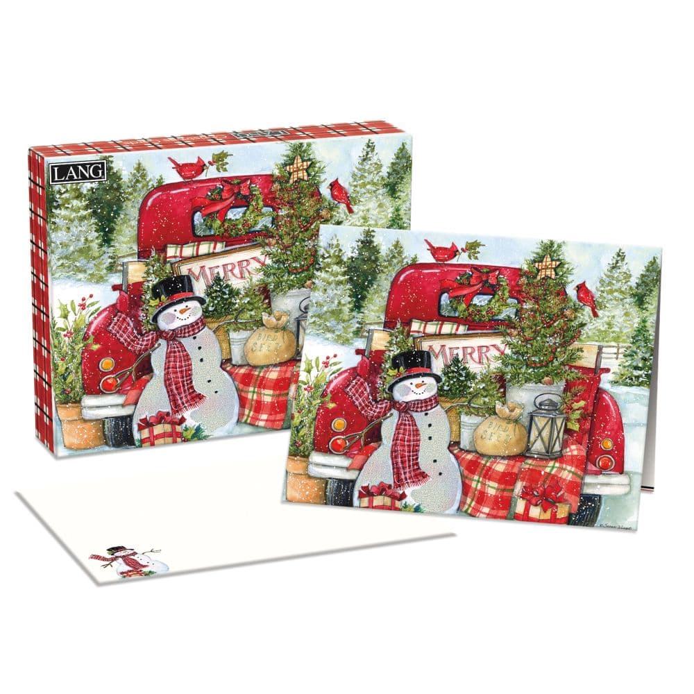 Red Truck and Snowman by Susan Winget Boxed Christmas Cards Main Image