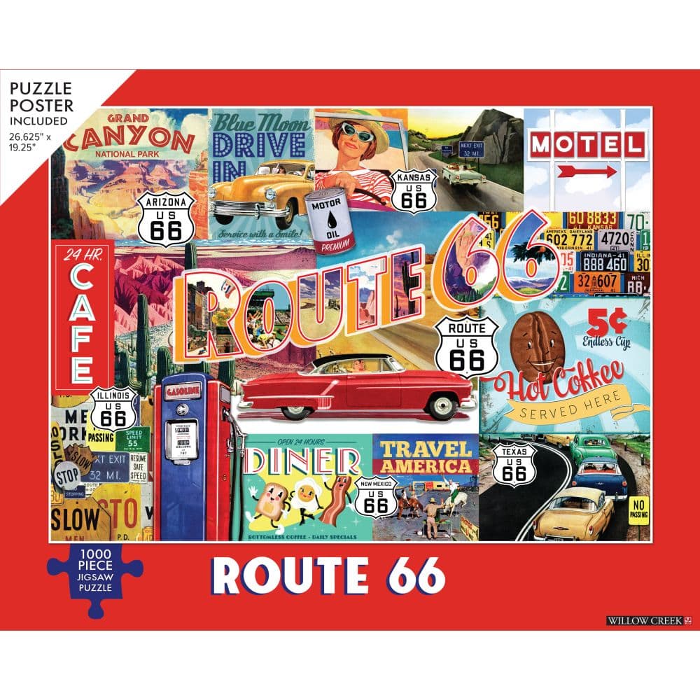 Route 66 Diner 1000 Piece Jigsaw Puzzle – SunsOut, Made In USA, Interlocking Pieces, Full Color Box - View #2