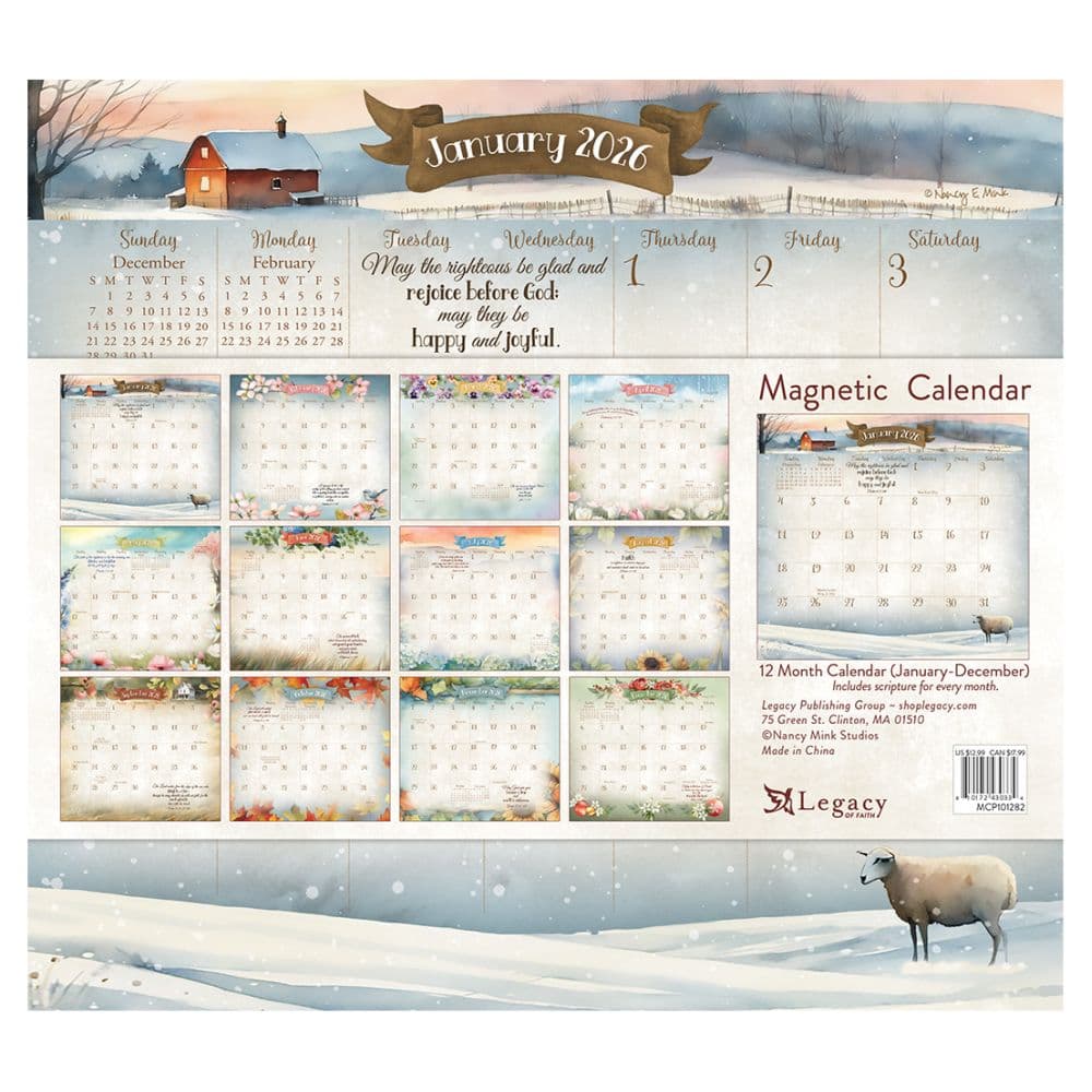 Faithful Heart and Home by Nancy Mink 2026 Magnetic Calendar First Alternate Image