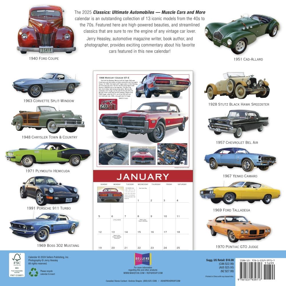 Classics Ultimate Automobiles 2025 Wall Calendar First Alternate Image width=&quot;1000&quot; height=&quot;1000&quot;