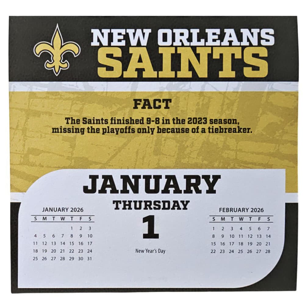 NFL New Orleans Saints 2026 Desk Calendar Second Alternate Image