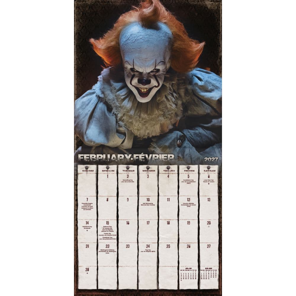 Horror Collection Bilingual French 2027 Wall Calendar Third Alternate Image