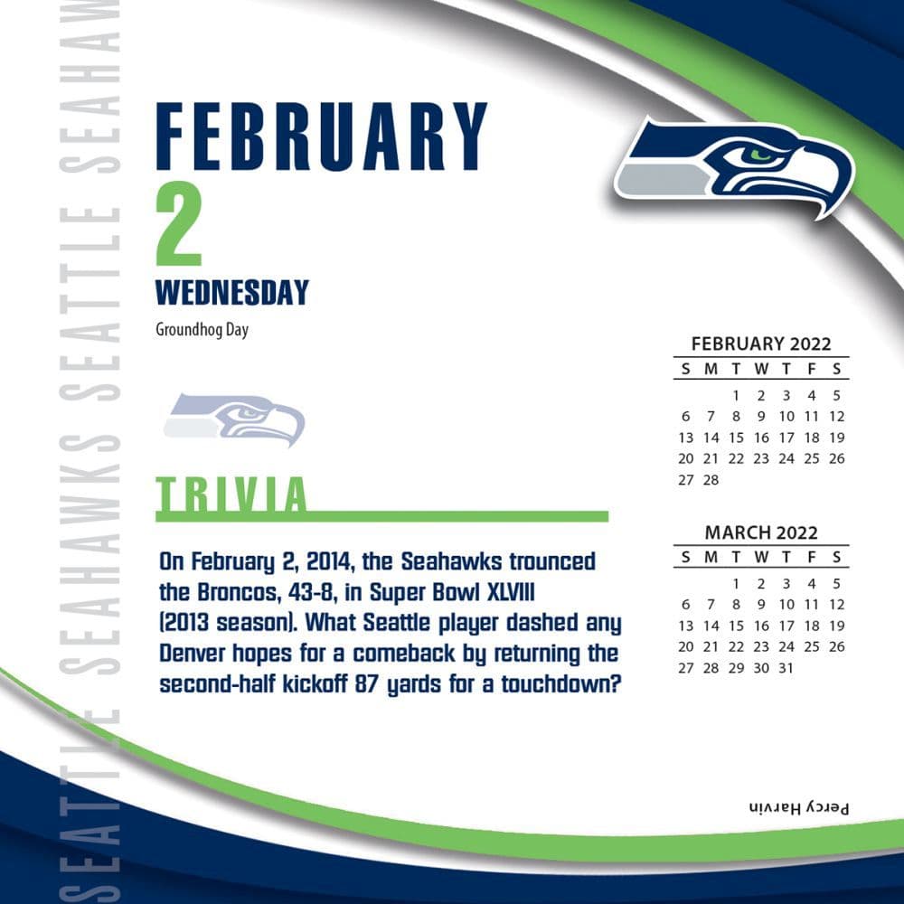 TURNER SPORTS Seattle Seahawks 2022 Box Calendar 22998051454 Desktop