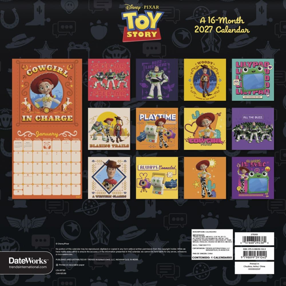 Toy Story 5 2027 Wall Calendar First Alternate Image